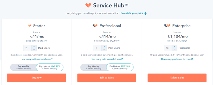 Service hub hubspot pricing - Licenze